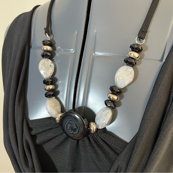 4/$20 BCX Black Halter with Beaded Neck Detail Size S - Picture 2 of 7